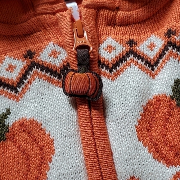 Gymboree Orange Pumpkin Sweater Lil's Pumpkin Collection Hooded Zip Up Sweater - Picture 10 of 14